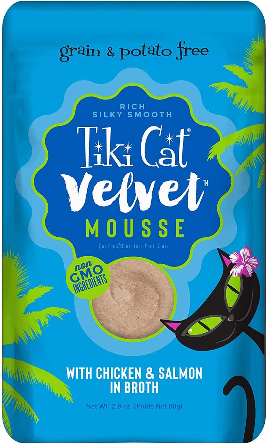 Tiki Cat Velvet Mousse Cat Food Chicken & Wild Salmon for Indoor Cats - Meal Replacement - |8 Ounce