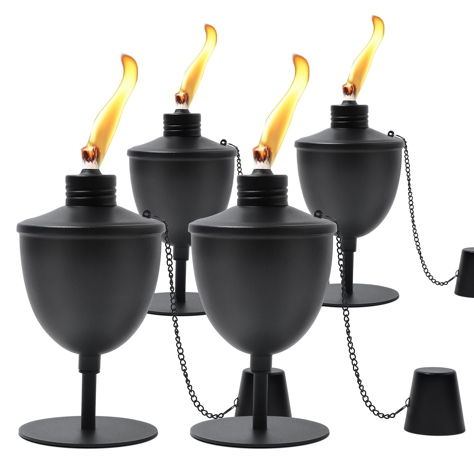 4 Pack Upgraded Tabletop Torches for Outdoor Parties and Garden Decor, Refillable 14 oz Citronella Torches with Wicks, C