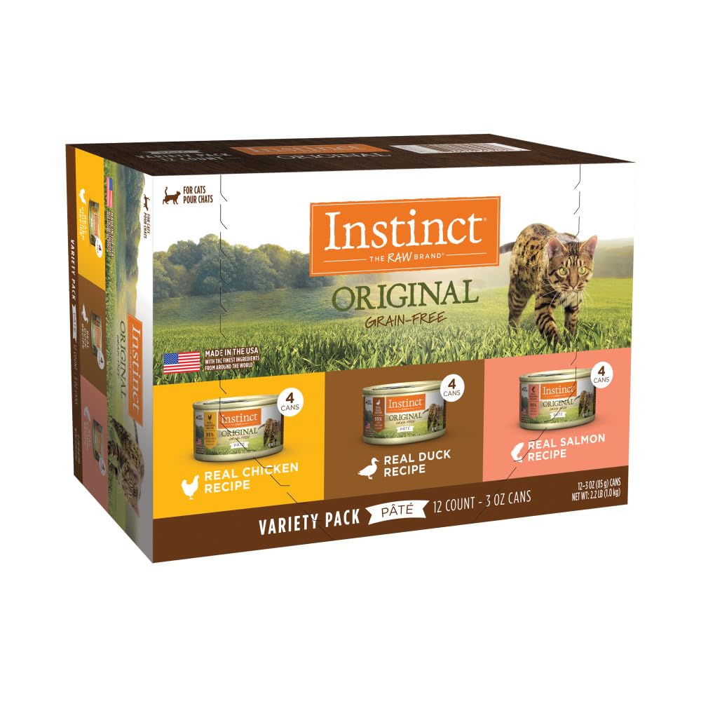 Nature's Variety Instinct Original Grain Free Recipe Variety Pack Natural Wet Canned Cat Food for Active Cats, Indoor Ou