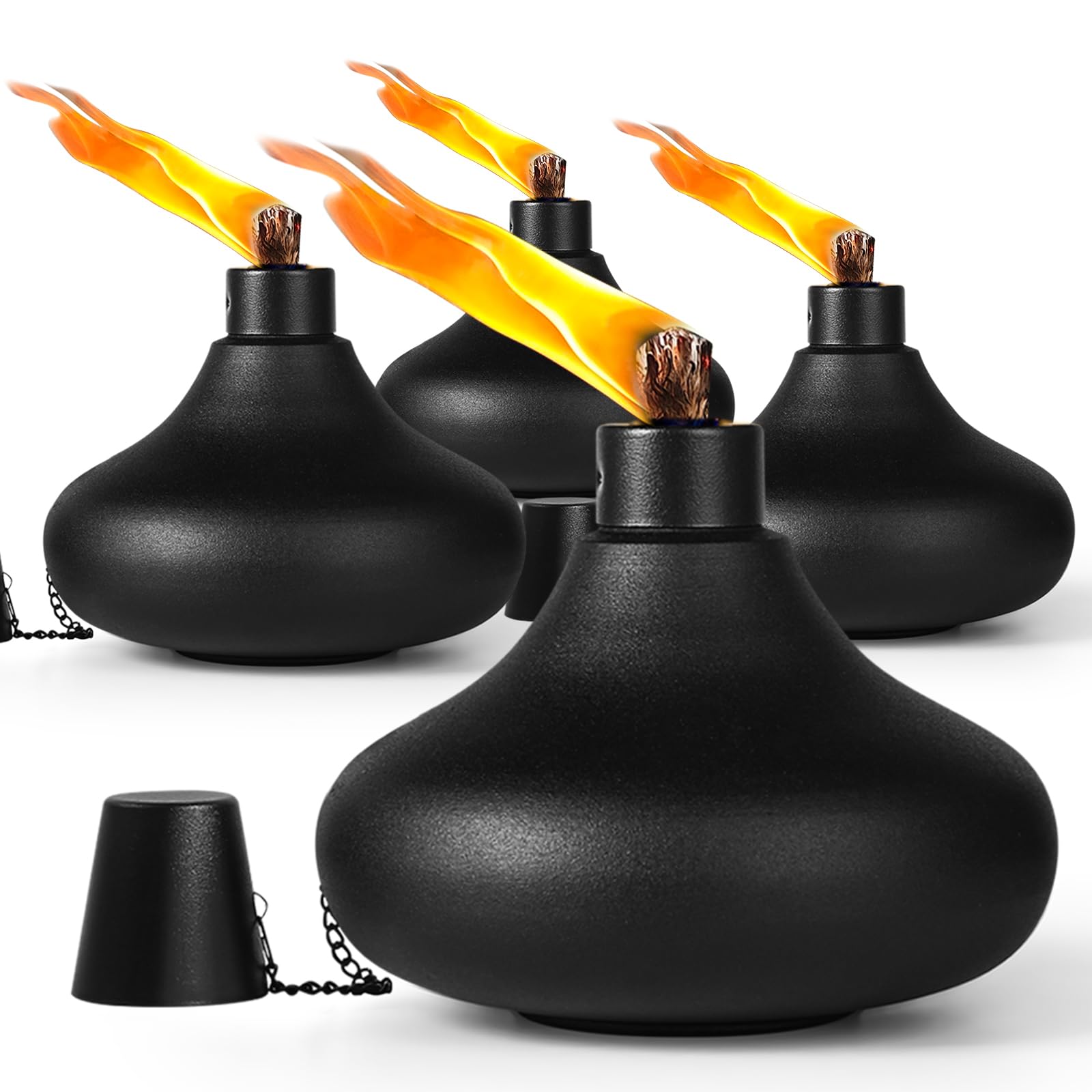 4 Pack Metal Table Top Torches, Refillable Flame Light Torch for Outside Parties and Garden Decor