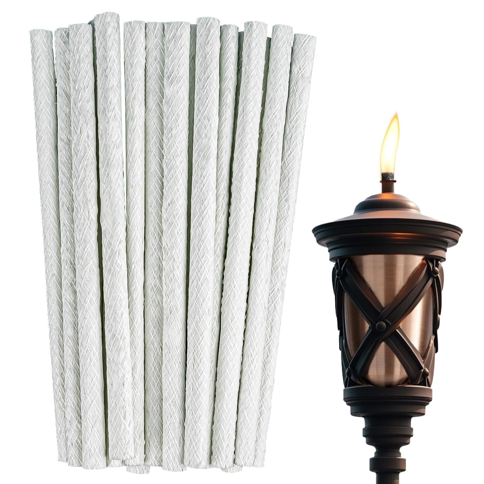 Sukh Oil Lamp Wicks 20 Pcs Long Life Fiberglass Torch Wicks Patio Lighting Replacement Wicks(1/2 inch x 9.85 inch)  
Suk