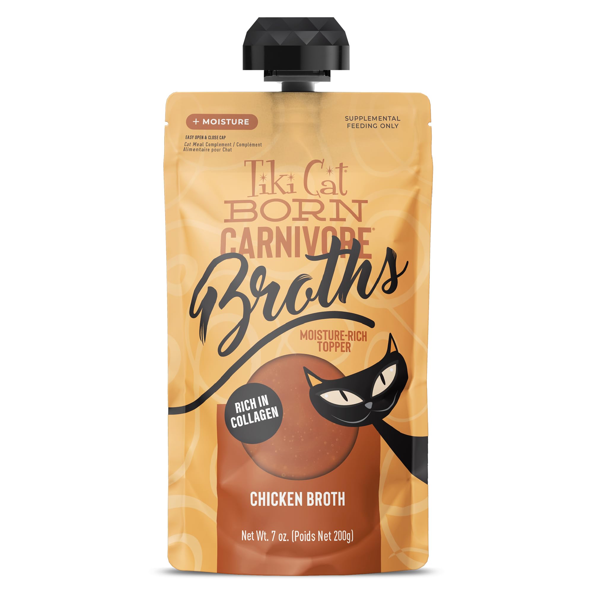 Tiki Cat Born Carnivore Chicken Broth for Cats, High Protein and Low Carb, Perfect for Senior Cats, Individual 7 oz. Sp