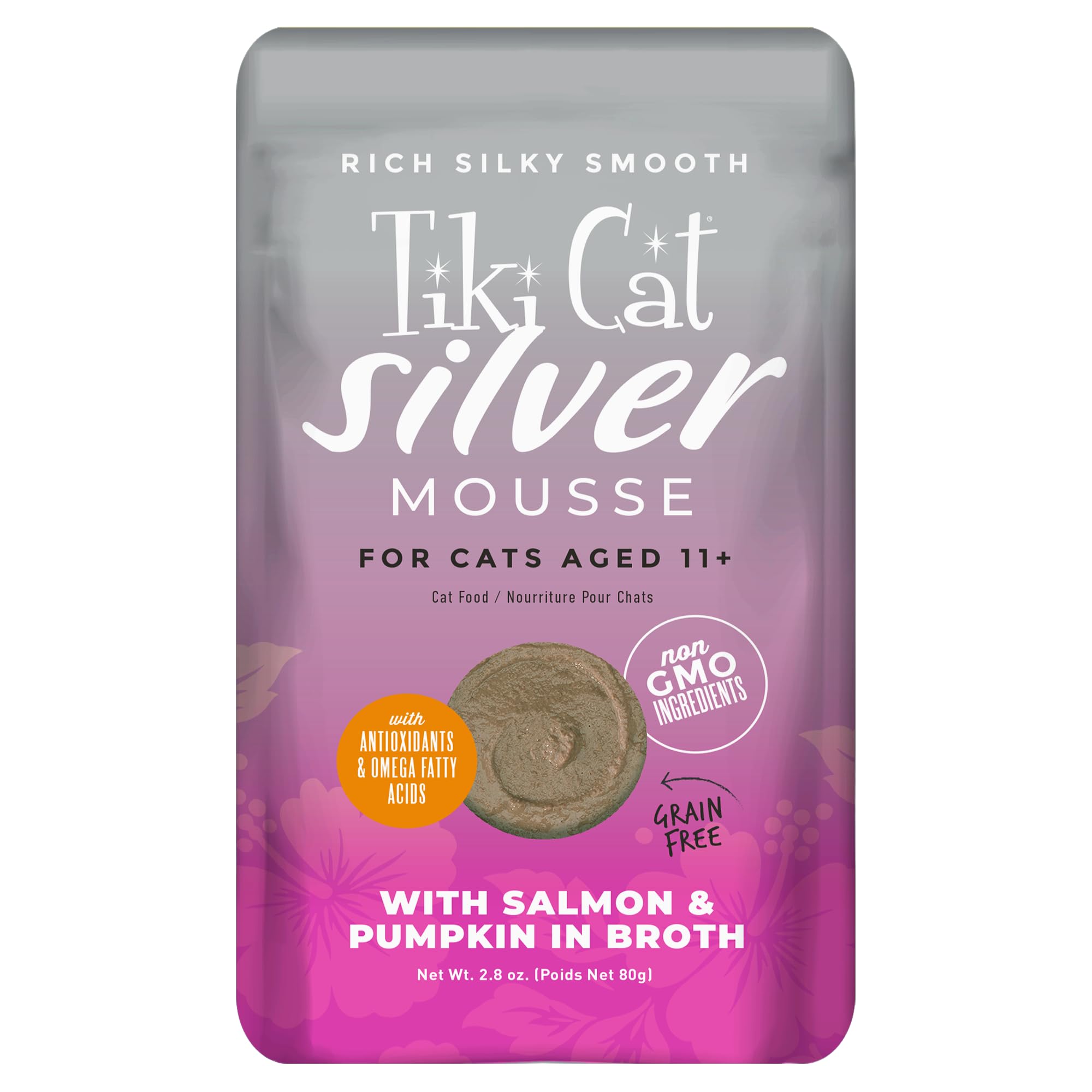 Tiki Cat Silver Mousse for Older Cats 11+ with Salmon & Pumpkin
| Silky Smooth Nutrient Rich Tiki Cat Silver Mousse for