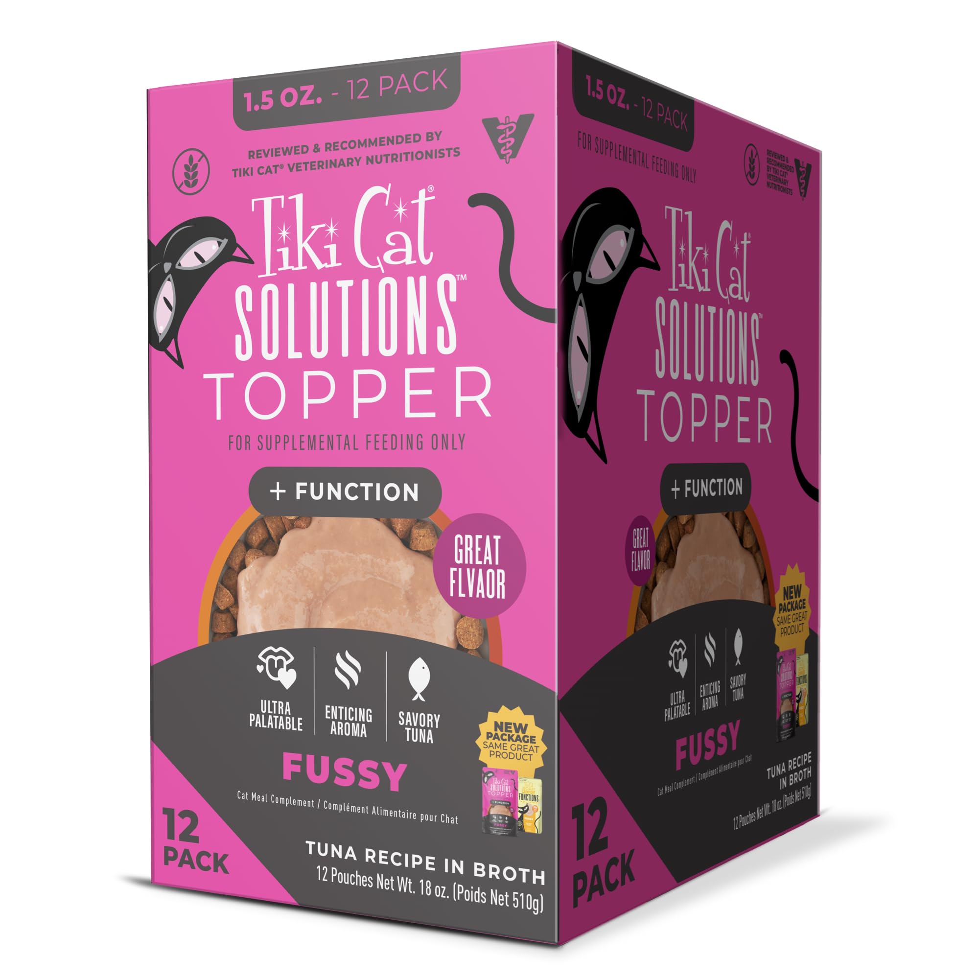 Tiki Cat Solutions Fussy Cat Topper Multipack with Tuna Recipe in Broth (1.5 oz. Pouch, 12 Count)