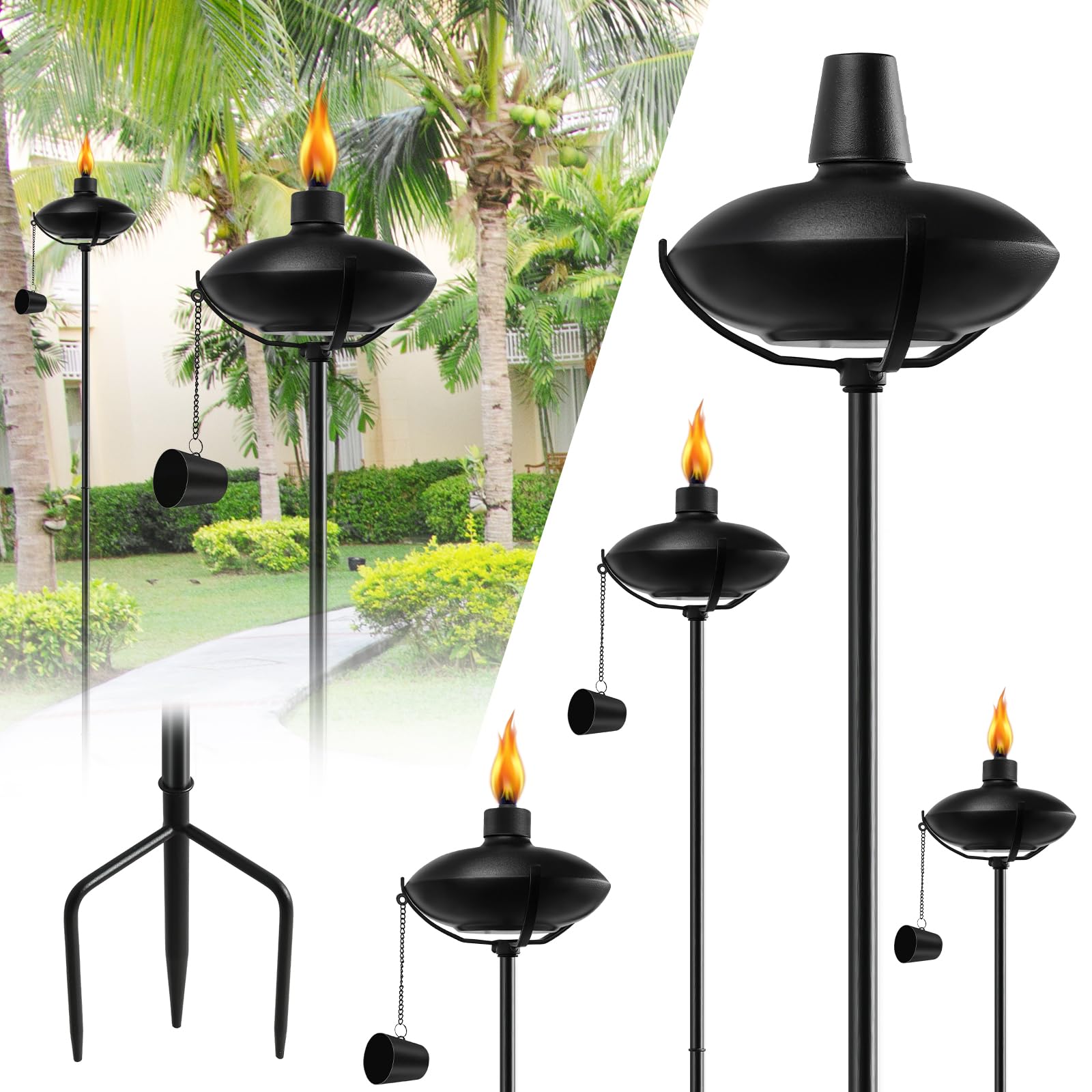 Home Garden Torch 6 Pack Outdoor Metal Décor  
Outdoor Metal Torch Garden Décor 55-Inch Citronella Torches  
Metal Light