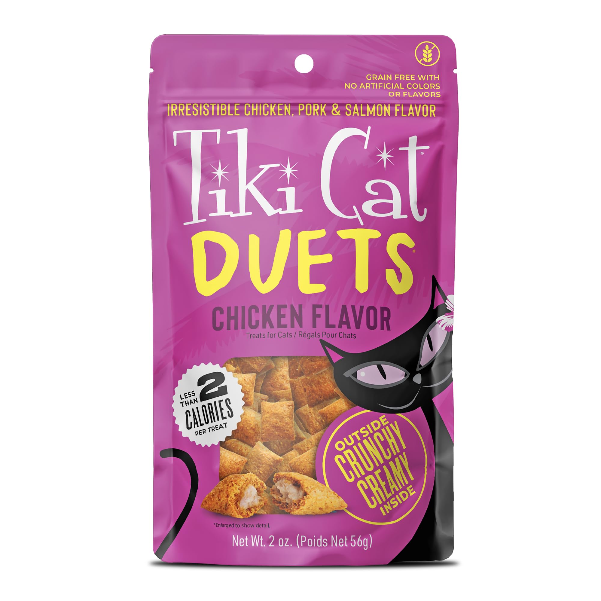 Tiki Cat Duets Cat Treats, Chicken Flavor for Indoor Cats, Perfect Snack for Daily Grooming Routines, 2 oz. Pouch (8 Co